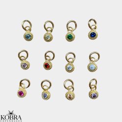 "Poise" Birthstone charm i guld / find din mnedssten