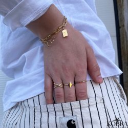 "Hawaii" 18 karat forgyldt ring med multifarvet sten