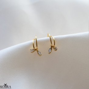 Avenly Earrings  18k Gold Plated Silver with Drop and Square Zirconia