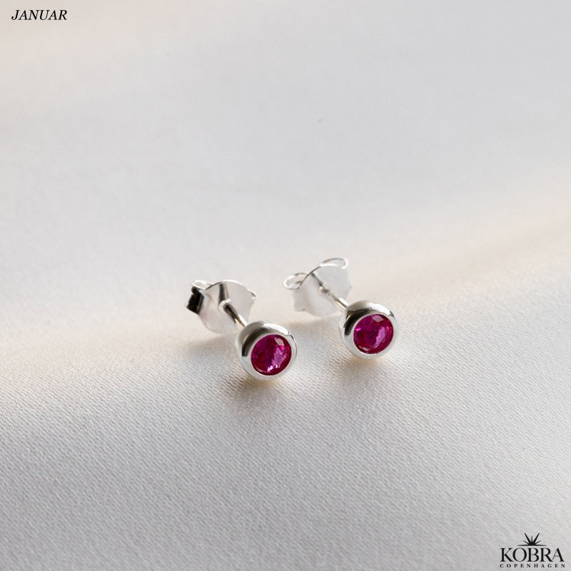 Birthstone silver earrings - find your month