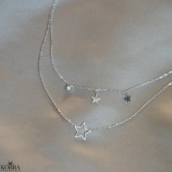 "Bright" 2-i-1 sølv halskæde med stjerner og sten