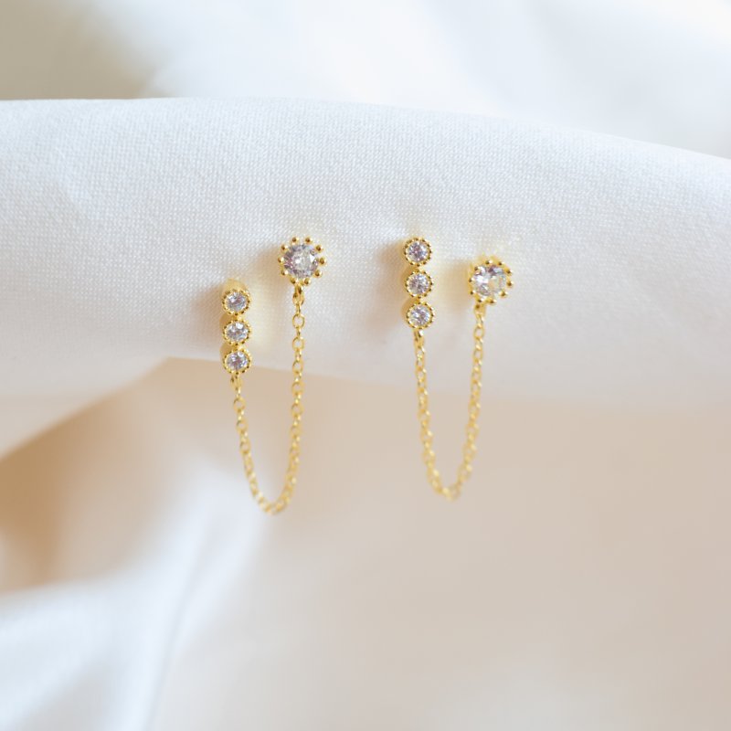 "Iris" guld k�de �rering til 2 huller (s�t)