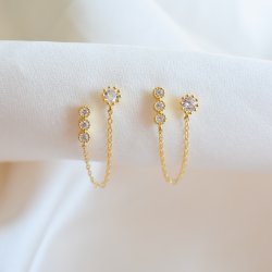 "Iris" guld k�de �rering til 2 huller (s�t)