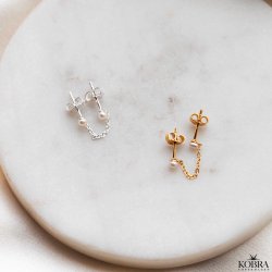 "Margrethe" slv reringe med perler til 2 huller