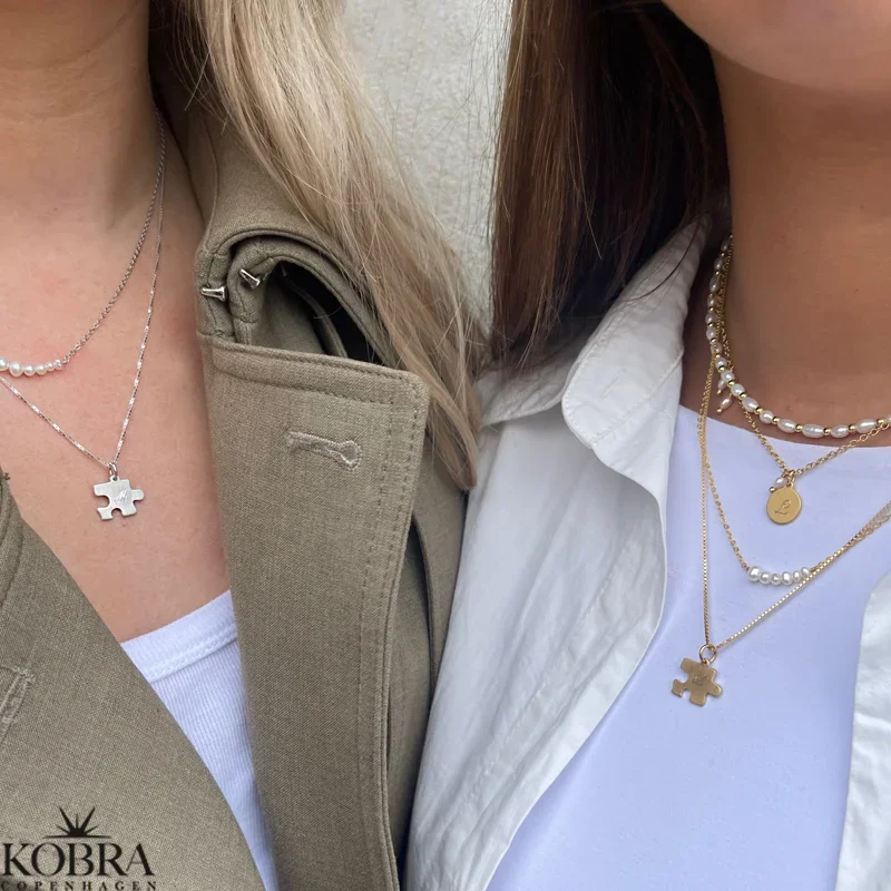 "BFF" puzzle halsk�de-s�t i s�lv og forgyldt