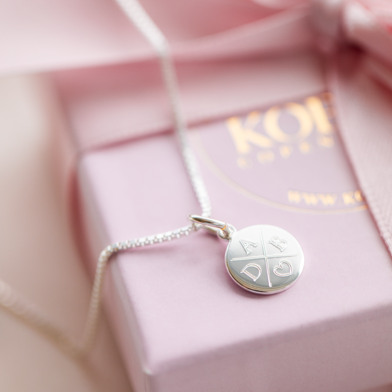 "Anna" Mini ID Tag with Cross Engraving in Silver