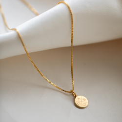 "Anna" Mini ID Tag with Cross Engraving in 18k gold plated