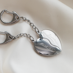 "Love-Link" Steel Keychain Set with Engraving