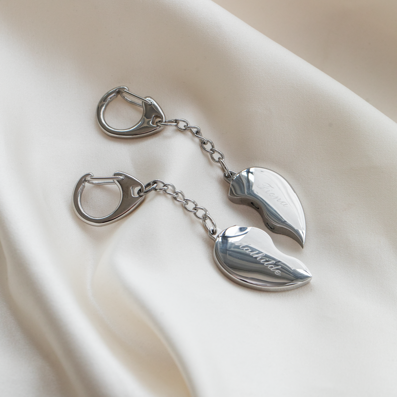 "Love-Link" Steel Keychain Set with Engraving
