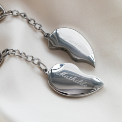 "Love-Link" Steel Keychain Set with Engraving