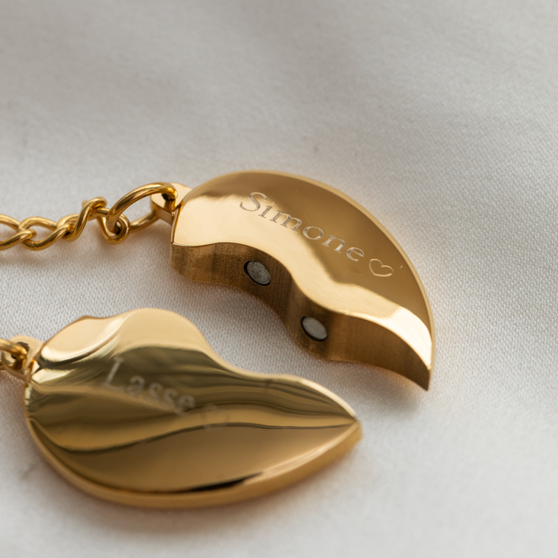 "Love-Link" Steel Keychain Set with Engraving