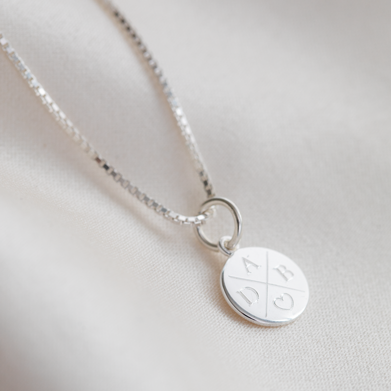 "Anna" Mini ID Tag with Cross Engraving in Silver