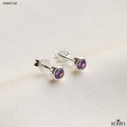 Birthstone silver earrings - find your month