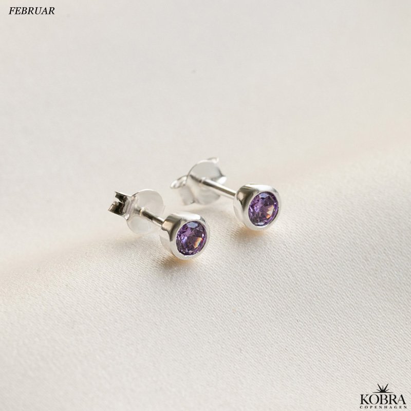 Birthstone silver earrings - find your month
