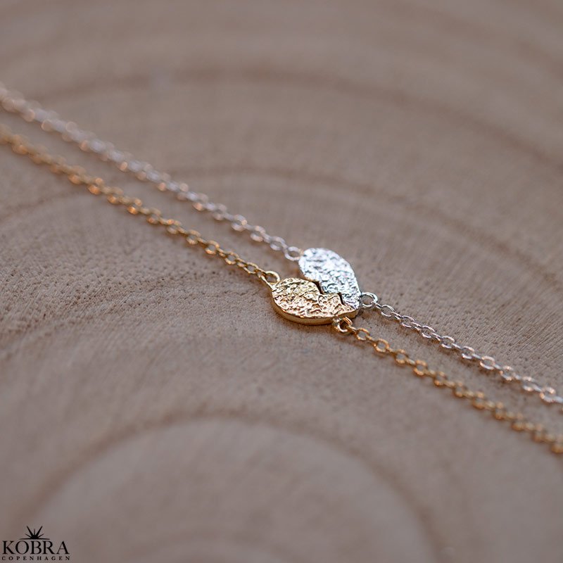 "Bestie" Hammered Split Heart in Silver &amp; Gold-Plated Silver