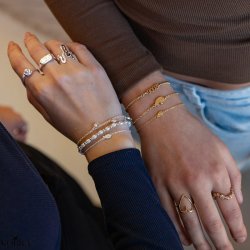 "Bestie" Hammered Split Heart in Silver &amp; Gold-Plated Silver