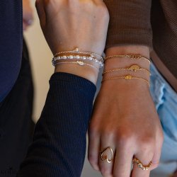 "Bestie" Hammered Split Heart in Silver &amp; Gold-Plated Silver