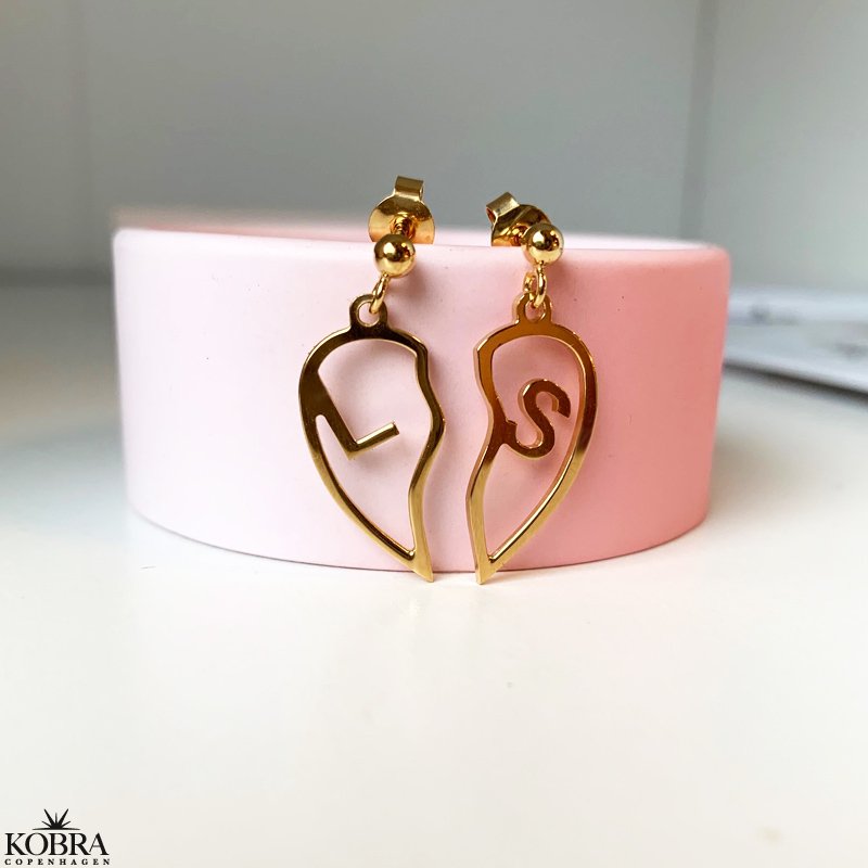 "Soulmate" 2 delt guld hjerte reringe med dine bogstaver