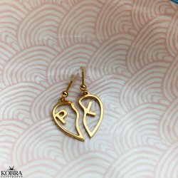 "Soulmate" 2 delt guld hjerte reringe med dine bogstaver