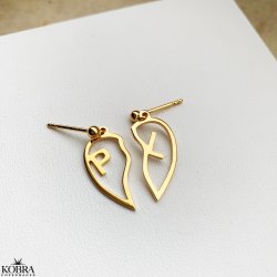 "Soulmate" 2 delt guld hjerte reringe med dine bogstaver