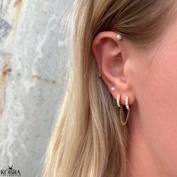 "Zola" Gold-plated hoops for 2 holes in the ears with pearls