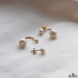 Pearl earrings "Dagmar" in gold with 2 pearls