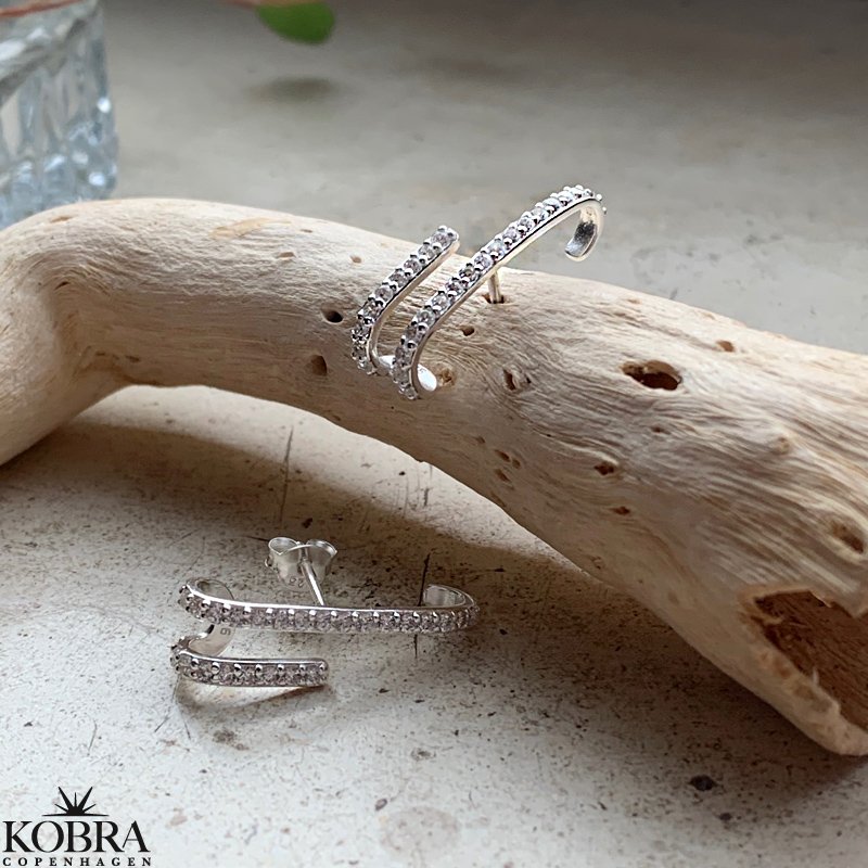 "Avery" slv reringe med hvide sten