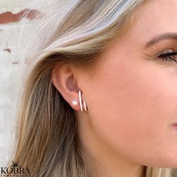 "Margrethe" silver earrings with freshwater pearls (5 mm pearl)