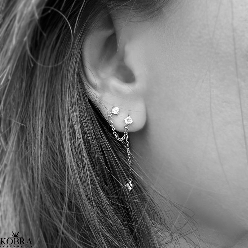 "Perry" slv reringe med sten og kde til 2 huller i rene