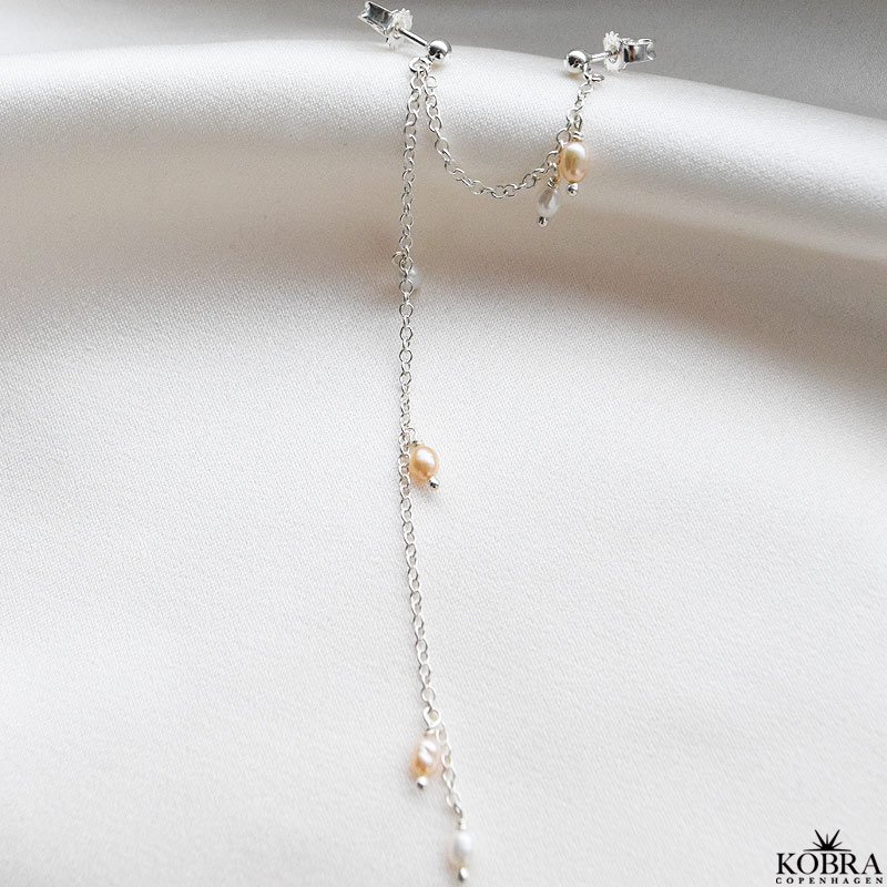 "Wilma" slv perle reringe til 2 huller i ret