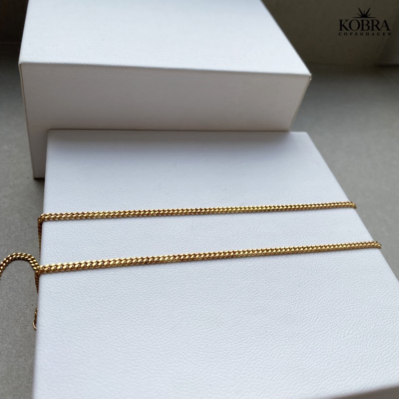 "Clinton" 2mm panzer halskde forgyldt med 18 karat til herre