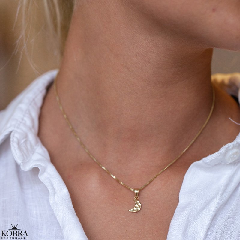 "Moon" simple hammered gold moon necklace