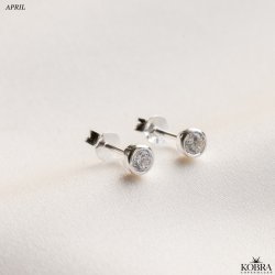 Birthstone silver earrings - find your month