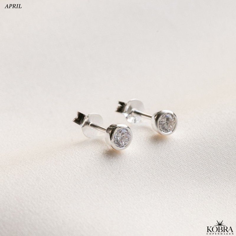 Birthstone silver earrings - find your month