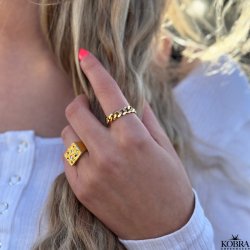 "Clinton" 18 karat forgyldt panzerkde ring