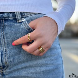 "Clinton" 18 karat forgyldt panzerkde ring