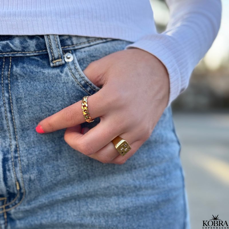 "Clinton" 18 karat forgyldt panzerkde ring