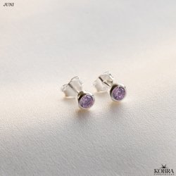 Birthstone silver earrings - find your month