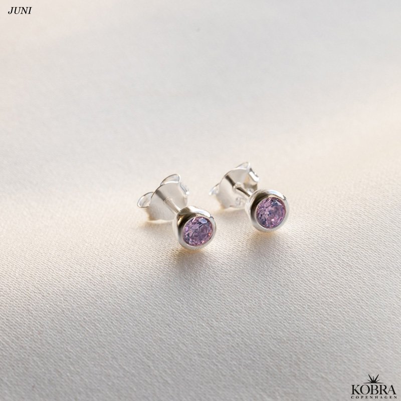 Birthstone silver earrings - find your month