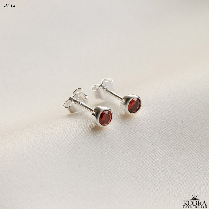 Birthstone silver earrings - find your month