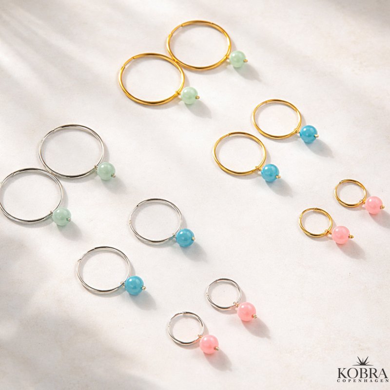 "Poppy" hoops med farvede perler