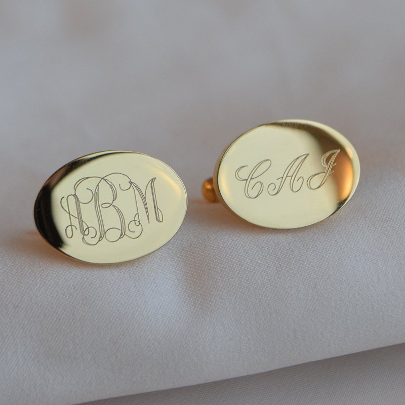 "August" cufflinks with personal engraving in steel