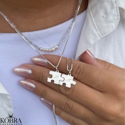 "BFF" friendship puslespil halskder i slv inklusiv personlig gravering