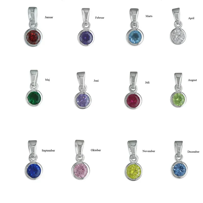 "Stargate" slv halskde med dit stjernetegn og birthstone vedhng