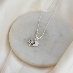 "Blaze" necklace in sterling silver with the tree of life and personal engraving