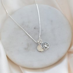 "Blaze" necklace in sterling silver with the tree of life and personal engraving