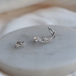 "Celeste" asymmetriske �restikker og earcuff i s�lv