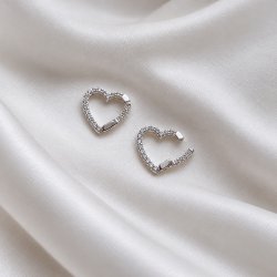 "Open My Heart" charm in silver with white stones