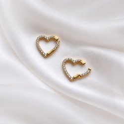 "Open My Heart" charm in gold with white stones
