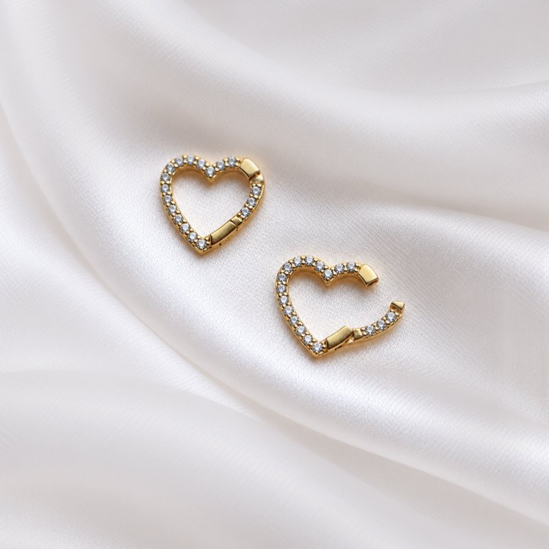 "Open My Heart" charm in gold with white stones